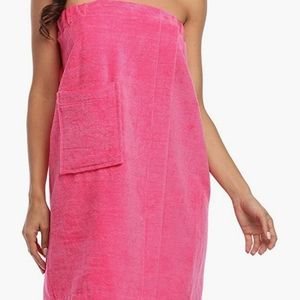 VOGMATE Women's Cotton Shower Wrap Spa/Bath Body Wrap Robe with Pockets. Pink.2X